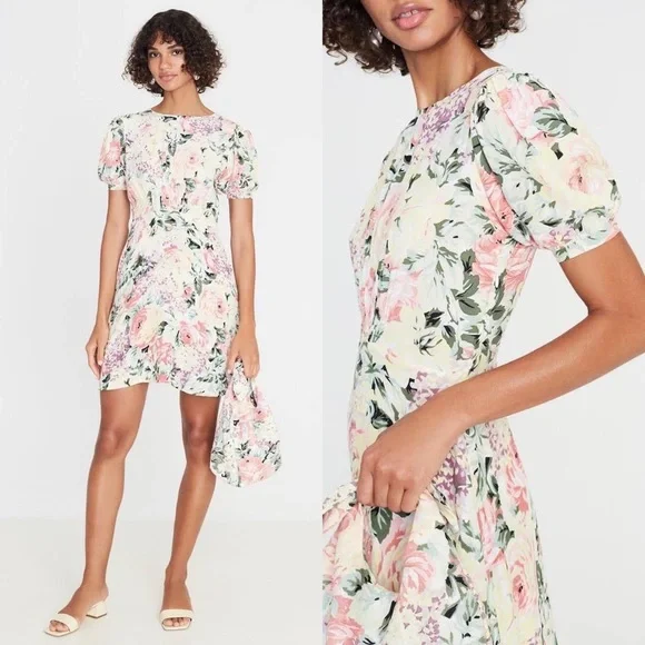faithfull the brand sidonie mini dress Faithfull the Brand Sidonie Mini Dress Aurelia Off White Blue Floral Print Size4